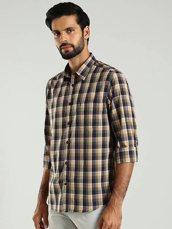Indian Terrain Men's Regular Fit Full Sleeve Checkered Multicolor Shirt